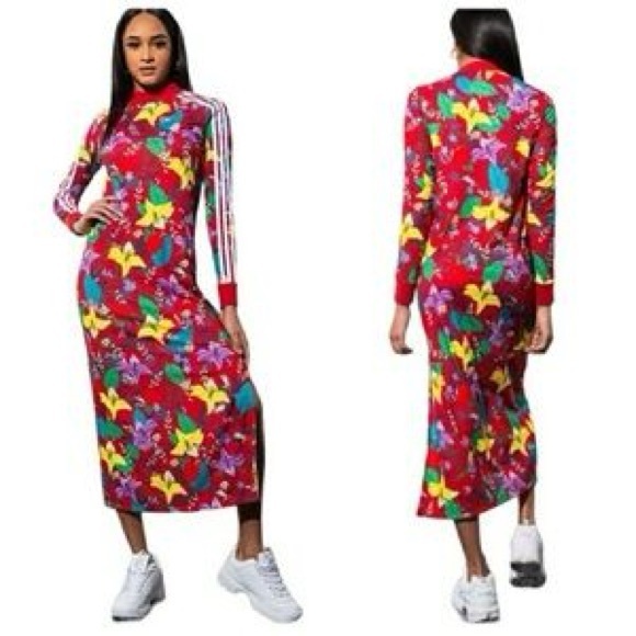 Adidas Vibrant Floral Red Dress - Picture 4 of 4